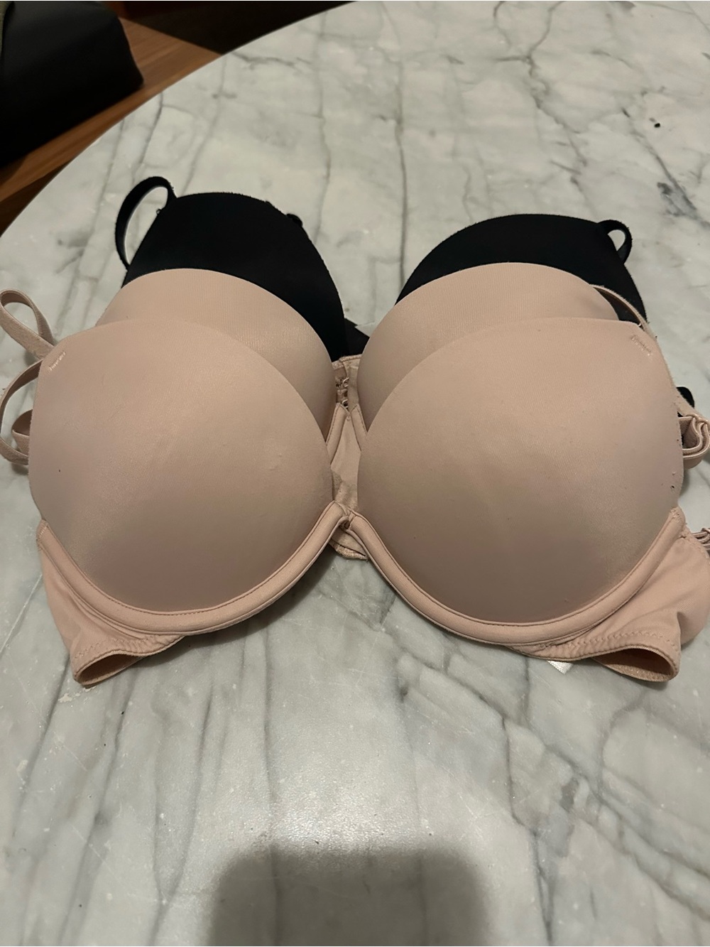 PINK Victoria's Secret Smooth Molded T-Shirt Bra Duo - Black & Nude